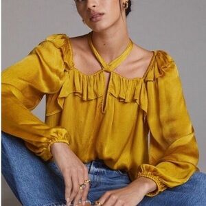 Unusual Design Extra Large Maeve Mustard Yellow Blouse